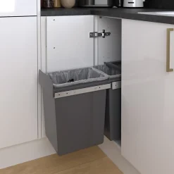 Poubelle de tri coulissante GoodHome Vigote 30 cm, 2 bacs