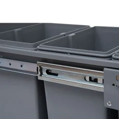 Poubelle de tri coulissante - 3 bacs amovibles avec poignée - 2 x 10L et 1 x 20L - métal PP gris