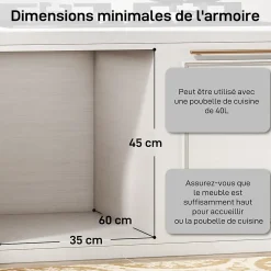 Poubelle de tri coulissante - 2 bacs amovibles avec poignée - 2 x 20L - métal PP gris