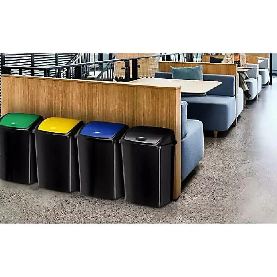 Poubelle de tri couvercle basculant de couleur 50 litres - Jaune