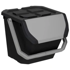 Poubelle de tri 24L en plastique noir - Noir- 5five