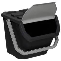Poubelle de tri 24L en plastique noir - Noir- 5five