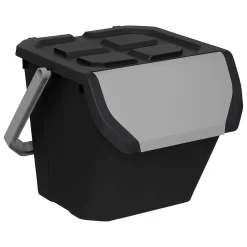 Poubelle de tri 24L en plastique noir - Noir- 5five