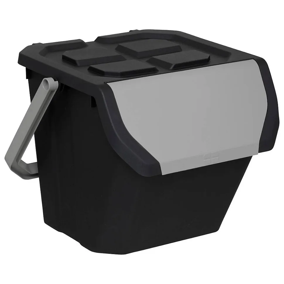 Poubelle de tri 24L en plastique noir - Noir- 5five