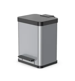 Poubelle de tri sélectif 2 bacs à pédale 20L (9+9) Hailo Öko Duo Plus M Coloris - Argent