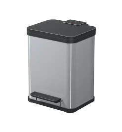 Poubelle de tri sélectif 2 bacs à pédale 20L (9+9) Hailo Öko Duo Plus M Coloris - Argent