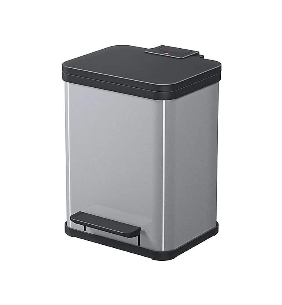 Poubelle de tri sélectif 2 bacs à pédale 20L (9+9) Hailo Öko Duo Plus M Coloris - Argent