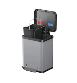 Poubelle de tri sélectif 2 bacs à pédale 20L (9+9) Hailo Öko Duo Plus M Coloris - Argent