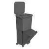 Poubelle de tri sélectif à pédale, roulettes et poignée, double compartiment, noir anthracite, 38L (24L + 14L)