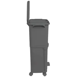 Poubelle de tri sélectif à pédale, roulettes et poignée, double compartiment, noir anthracite, 38L (24L + 14L)