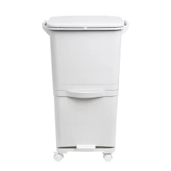 Poubelle de tri sélectif à pédale, roulettes et poignée avec double compartiments de 38L (24L + 14L).