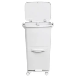 Poubelle de tri sélectif à pédale, roulettes et poignée avec double compartiments de 38L (24L + 14L).