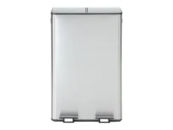 Poubelle de tri sélectif à pédales en inox - 2 bacs de 30L - Chrome - GANEM