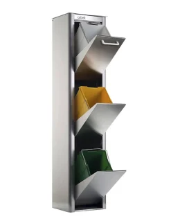 Poubelle de tri sélectif CUBEK en Acier Inoxydable. 3 compartiments de 20 litres.