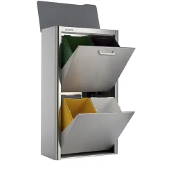 Poubelle de tri sélectif CUBEK en Acier Inoxydable. 4 compartiments de 20 litres