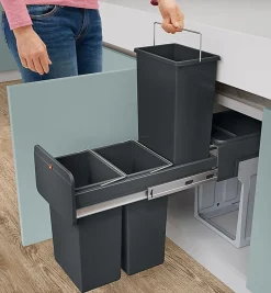 Poubelle de tri sélectif encastrable 30 litres (10+10+10) Hailo EcoLine Design L Trio