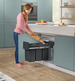 Poubelle de tri sélectif encastrable 30 litres (10+10+10) Hailo EcoLine Design L Trio