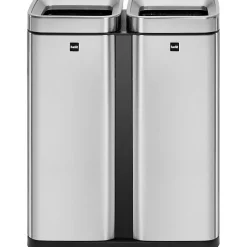 Poubelle de tri sélectif en inox "the twin bin" 2 x 30 litres