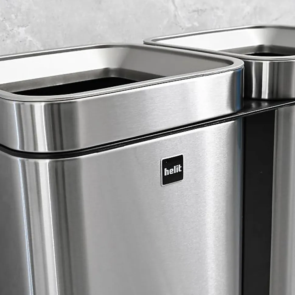 Poubelle de tri sélectif en inox "the twin bin" 2 x 30 litres