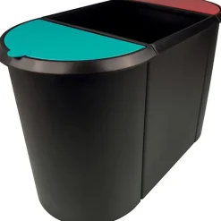 Poubelle de tri triple bac pour tri déchets et papier - Vert