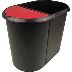 Poubelle double pour tri déchets papiers 29 litres - Rouge