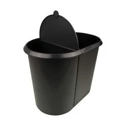 Poubelle double pour tri déchets papiers 29 litres - Noir