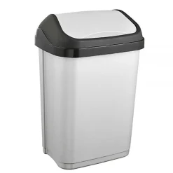 Poubelle en plastique à couvercle basculant 10 litres - Gris Clair