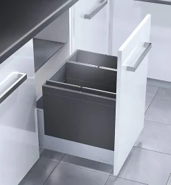 Poubelle encastrable 2 bacs pour meuble coulissant 46L (18+28) Hailo Triple XL