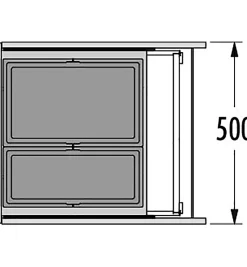 Poubelle encastrable 2 bacs pour meuble coulissant 46L (18+28) Hailo Triple XL