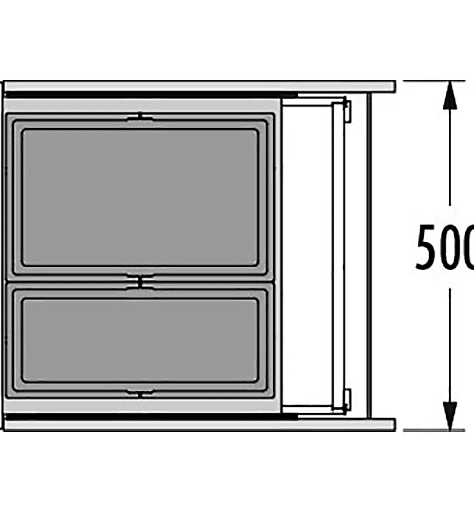 Poubelle encastrable 2 bacs pour meuble coulissant 46L (18+28) Hailo Triple XL