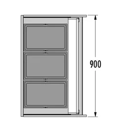 Poubelle encastrable 3 bacs pour meuble coulissant 90L (28+28+28) Hailo Triple XL