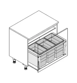 Poubelle encastrable 3 bacs pour meuble coulissant 90L (28+28+28) Hailo Triple XL
