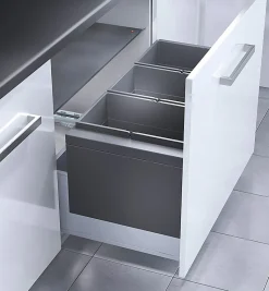 Poubelle encastrable 3 bacs pour meuble coulissant 90L (28+28+28) Hailo Triple XL