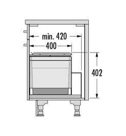 Poubelle encastrable 3 bacs pour meuble coulissant 90L (28+28+28) Hailo Triple XL