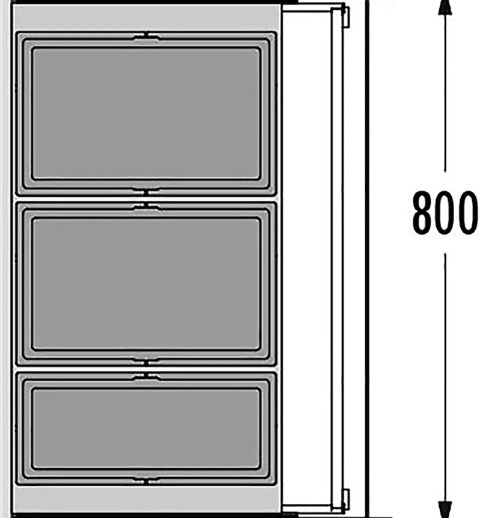 Poubelle encastrable 3 bacs pour meuble coulissant 74L (28+28+18) Hailo Triple XL