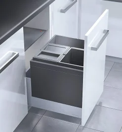 Poubelle encastrable 3 bacs pour meuble coulissant 44L (18+13+13) Hailo Triple XL