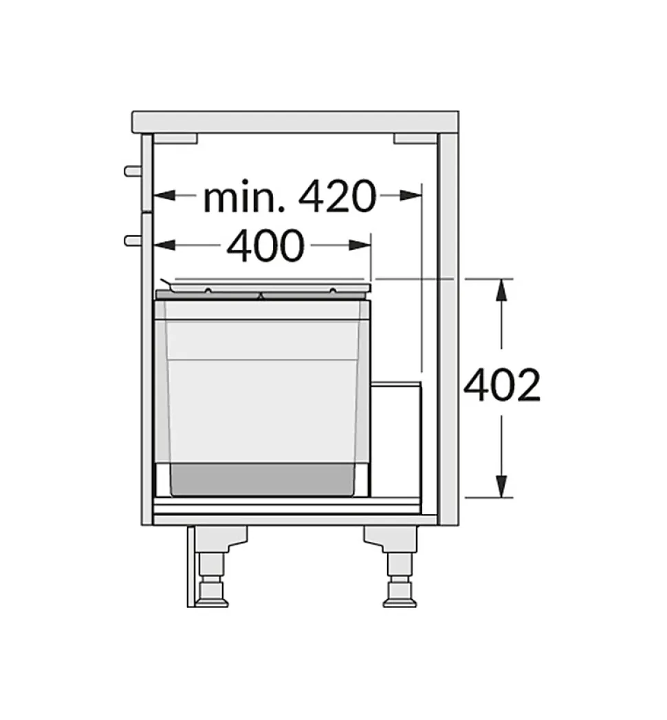 Poubelle encastrable 3 bacs pour meuble coulissant 44L (18+13+13) Hailo Triple XL