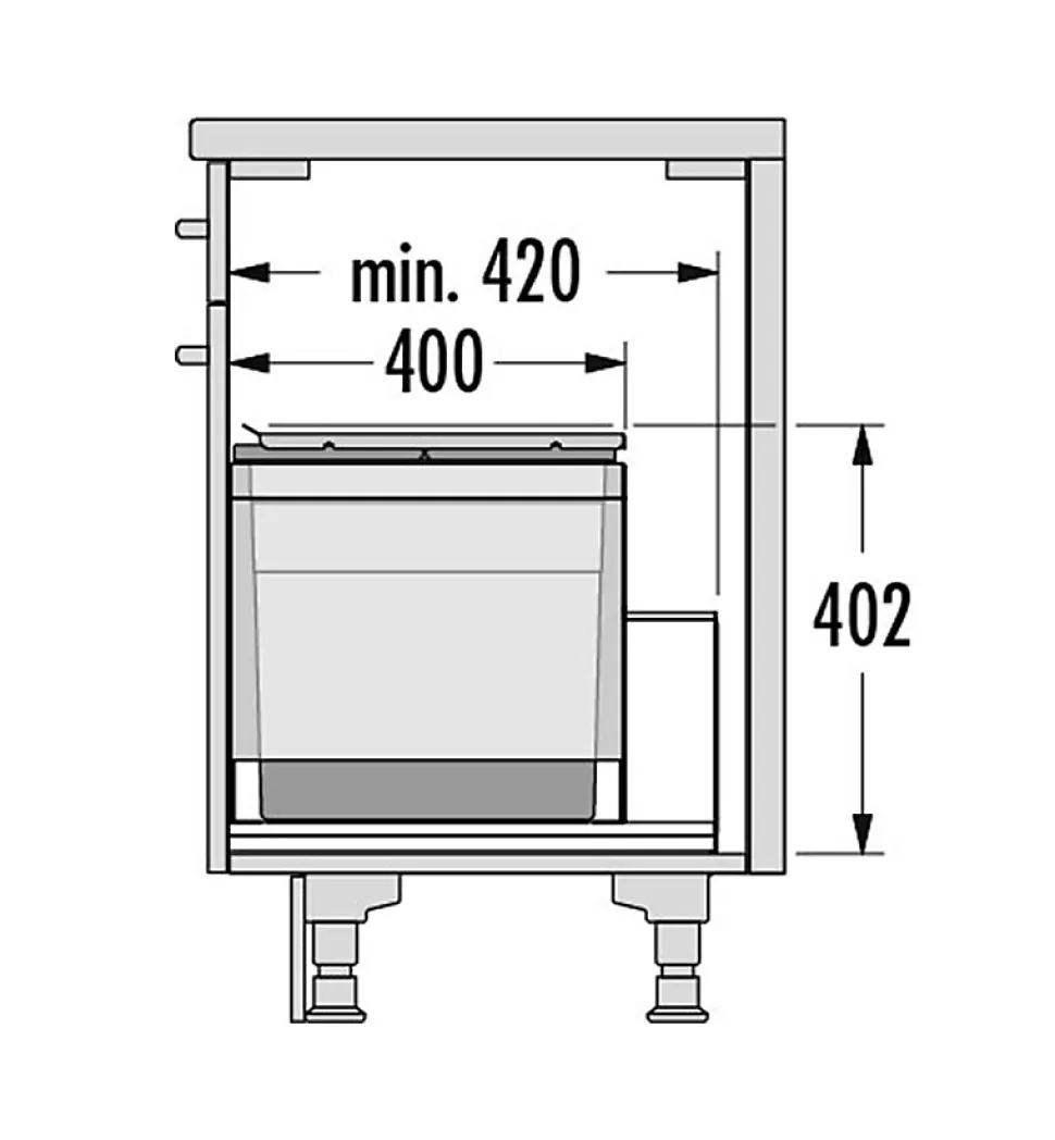 Poubelle encastrable 2 bacs pour meuble coulissant 60L (28+28) Hailo Triple XL