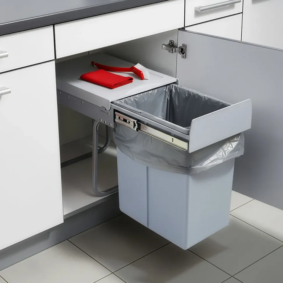 Poubelle encastrable Froland 1 x 20L 34 x 26 x 42 cm gris en.casa