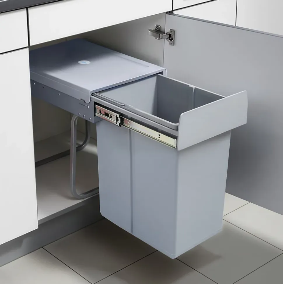 Poubelle encastrable Froland 1 x 20L 34 x 26 x 42 cm gris en.casa