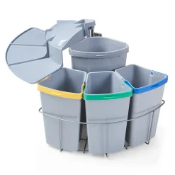 Poubelle encastrable Kollby 3 x 6L + 1 x 12L gris en.casa