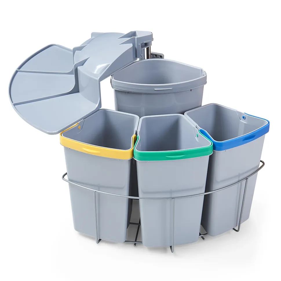 Poubelle encastrable Kollby 3 x 6L + 1 x 12L gris en.casa