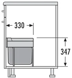 Poubelle encastrable tri sélectif 2 bacs 30L (18+12) Hailo Raumspar Tandem S Coloris - Gris