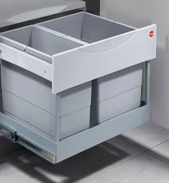Poubelle encastrable tri sélectif 2 bacs 30L (18+12) Hailo Raumspar Tandem S Plus
