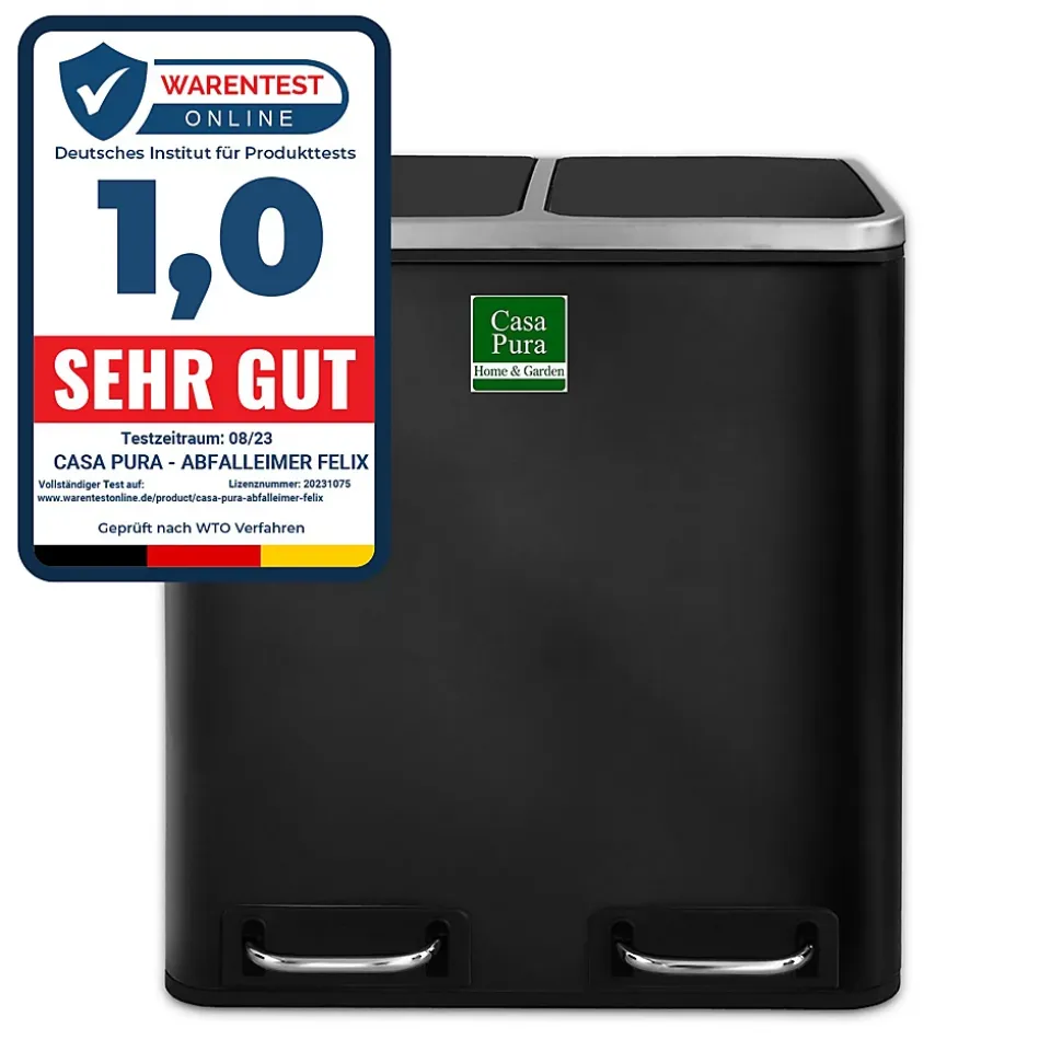 Poubelle Félix Système de séparation Noir 2 x 30 litres -60 litres - Floordirekt