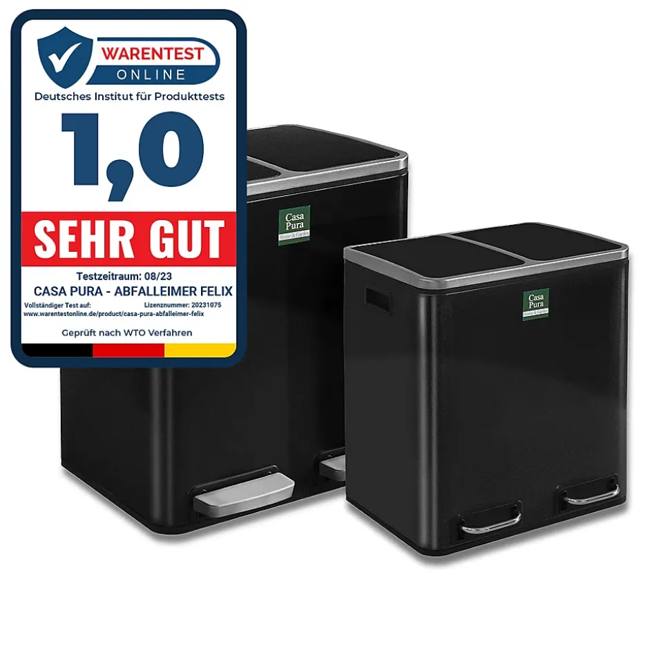 Poubelle Félix Système de séparation Noir 2 x 30 litres -60 litres - Floordirekt