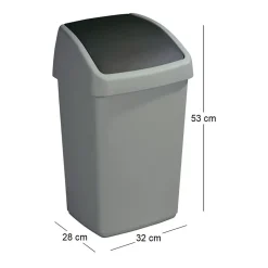 Poubelle grise avec couvercle basculant Delta 25 litres