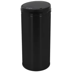 Poubelle 30L avec détecteur de mouvement en acier inoxydable ronde noir brillant