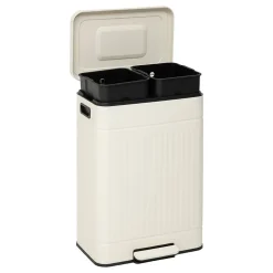 Poubelle Nova avec Pedale 2x30L Beige 45,5x36,5x67 cm - Beige- 5five