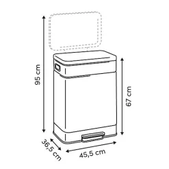 Poubelle Nova avec Pedale 2x30L Beige 45,5x36,5x67 cm - Beige- 5five